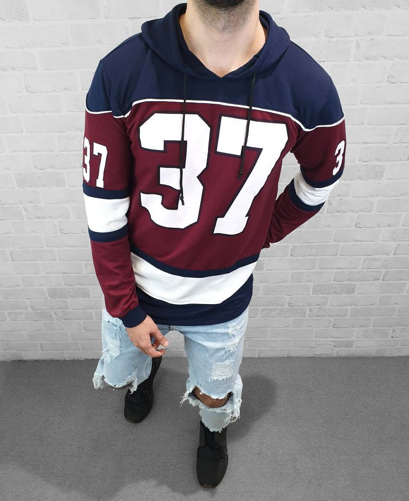 37 No Maroon  Full Sleeves Hood T Shirt