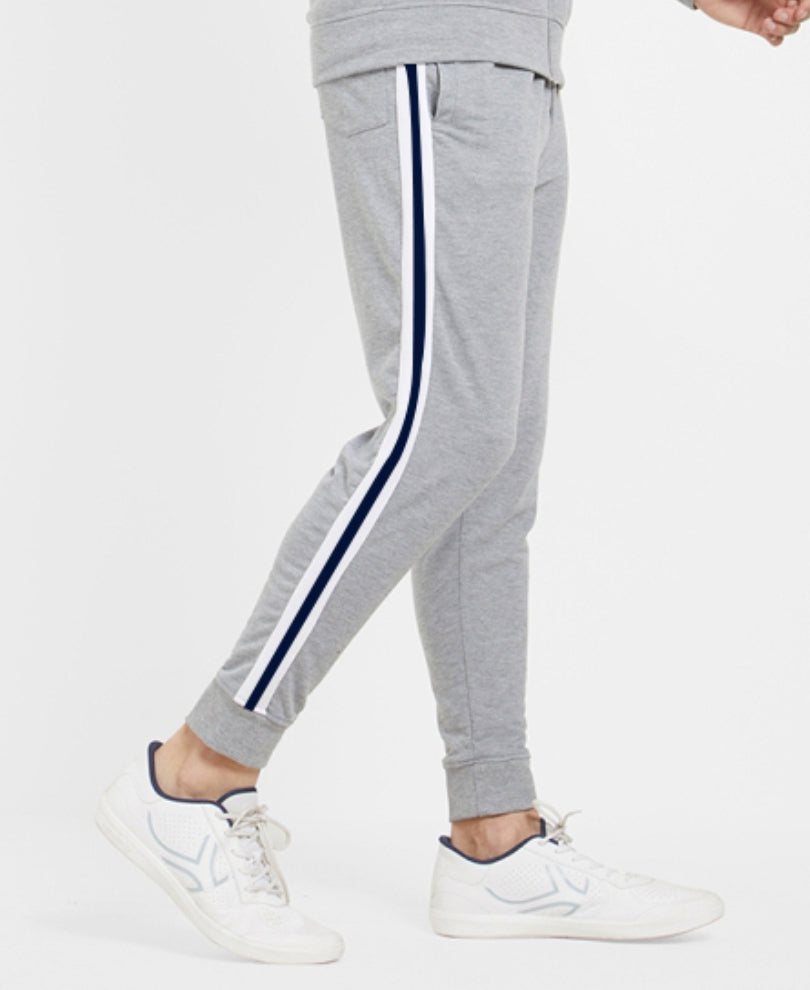 Grey Stripes Ribbed Track Pant