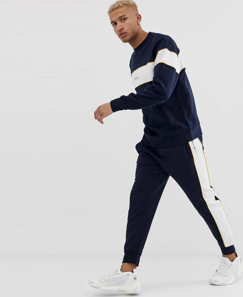 Navy Blue Signature Stripes Track Suit