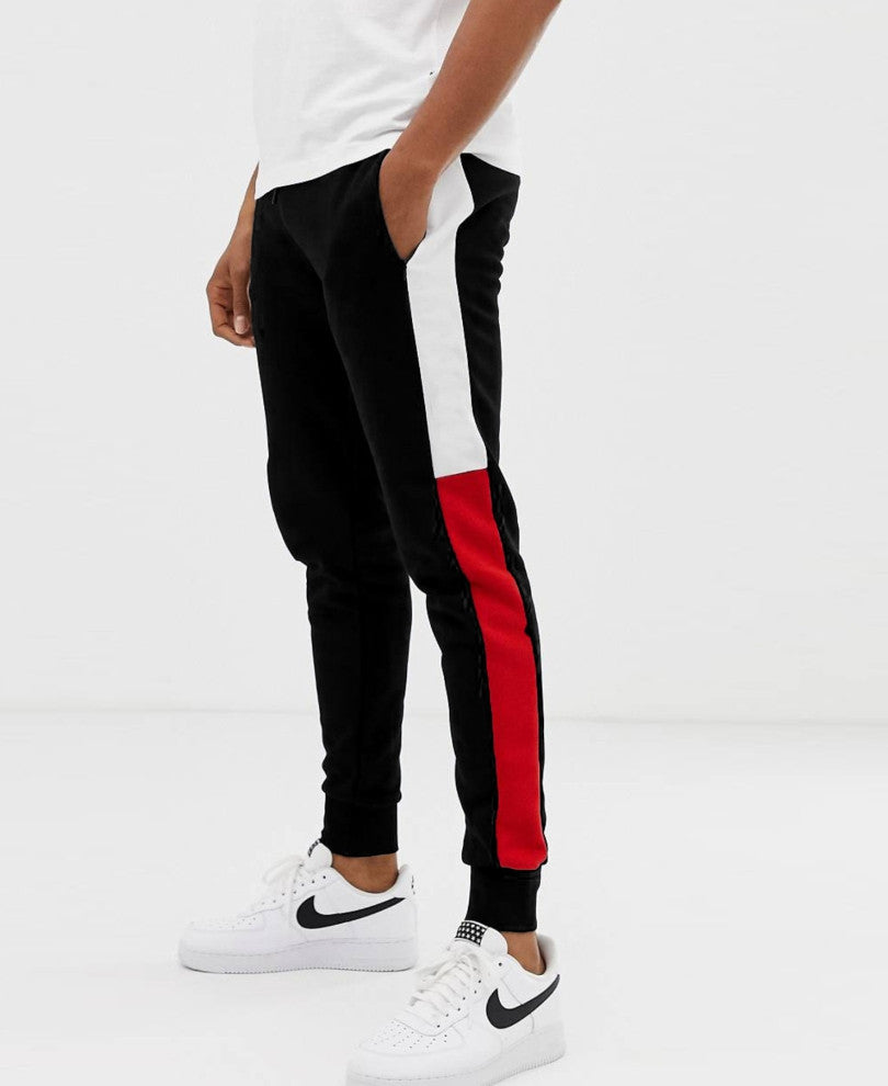 Black Stripes Ribbed Joggers