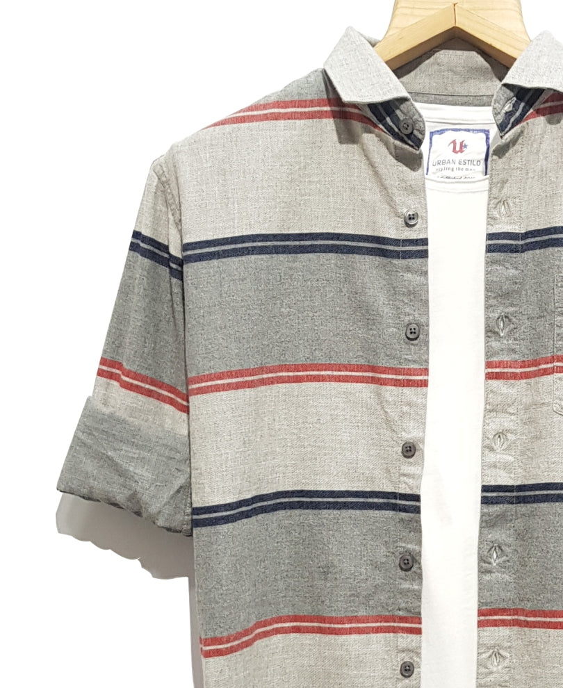 Grey Multi Color Stripes Shirt