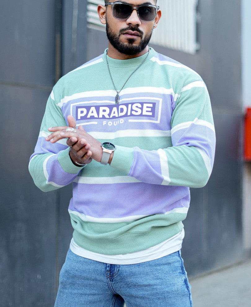 Pista Green Striped Oversize Drop Shoulder T Shirt