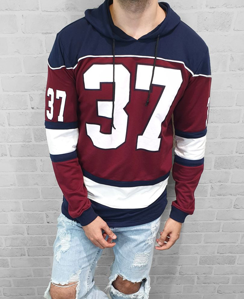 37 No Maroon  Full Sleeves Hood T Shirt