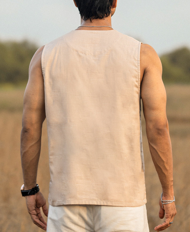 Beige Sleeveless Vest