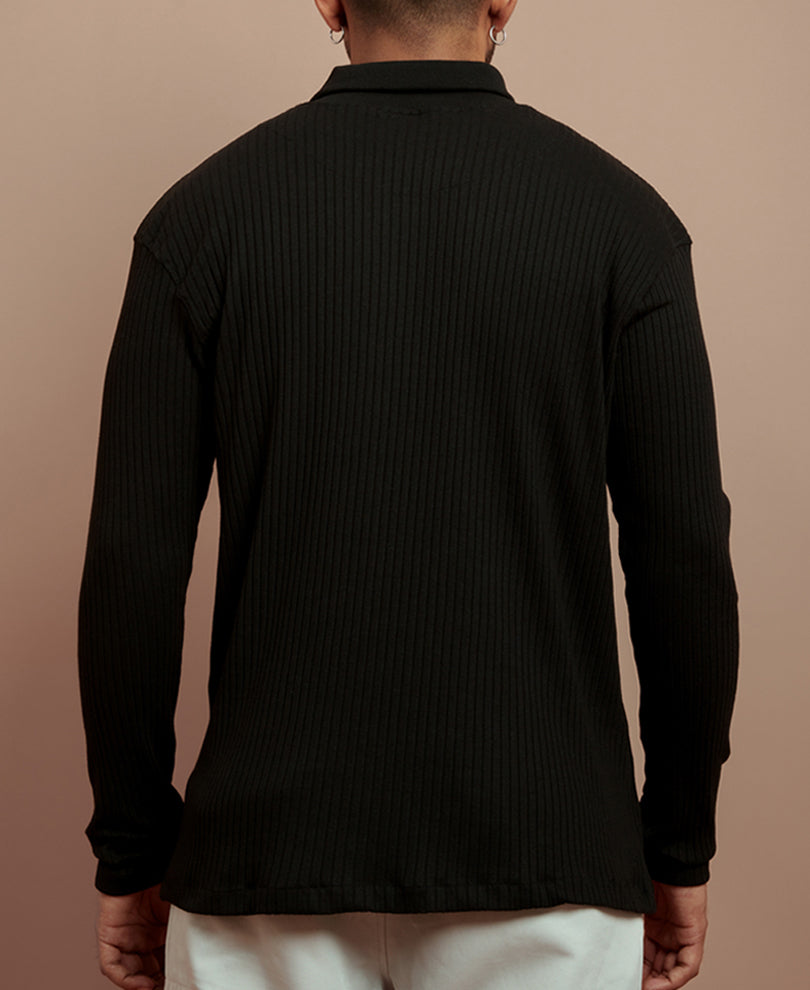 Black Turtle Neck Full Sleeves T Shirt