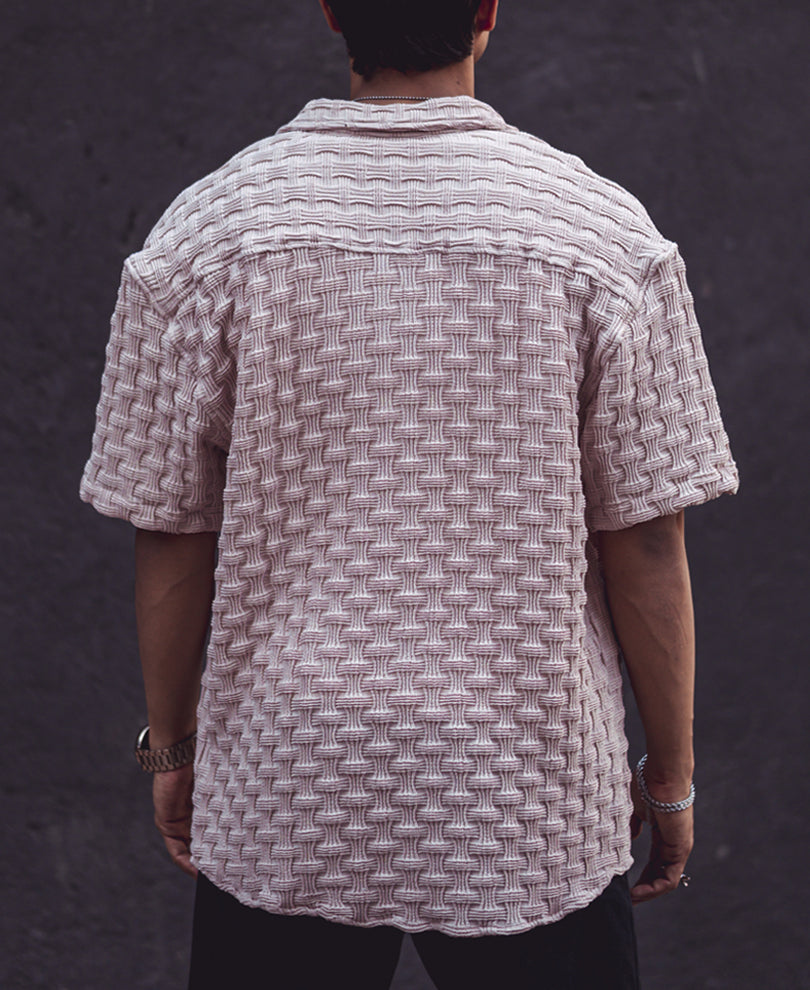Light Pink Structured Oversized Half Sleeves Shirt