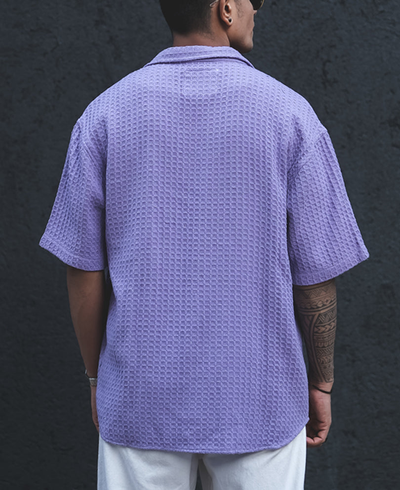 Lavender Structured Oversized Half Sleeves Shirt