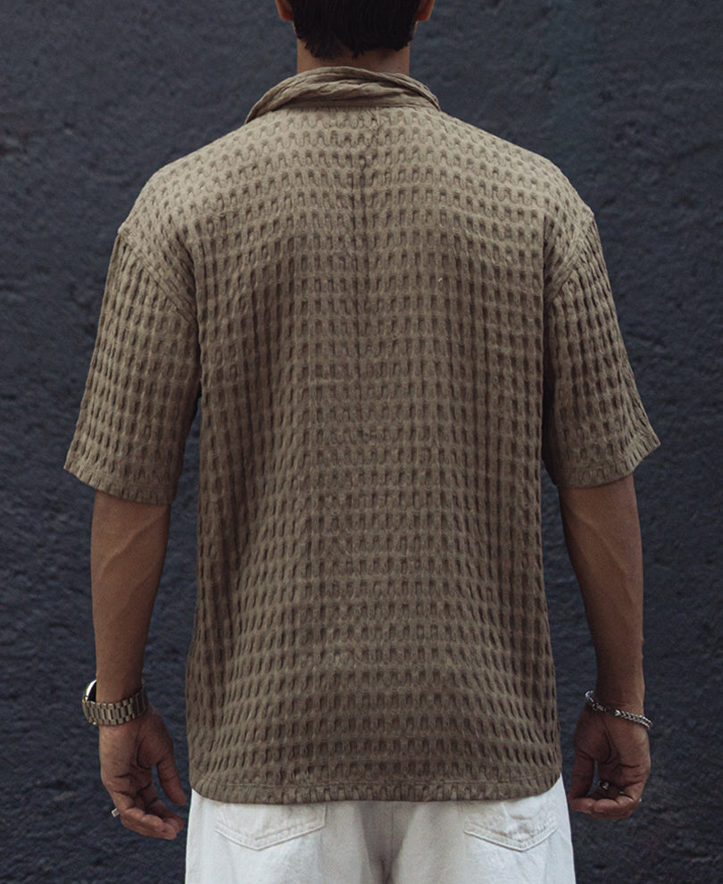 Brown Structured Oversized Shirt