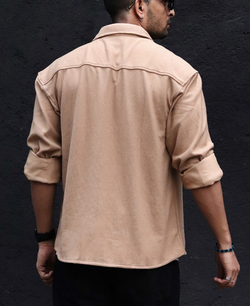 Camel Pocket Oversize Drop Shoulder Shirt