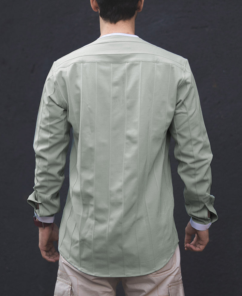 Kurta Style Structured Pista Green Shirt