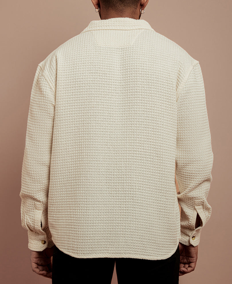 Off White Structured Full Sleeves Shirt