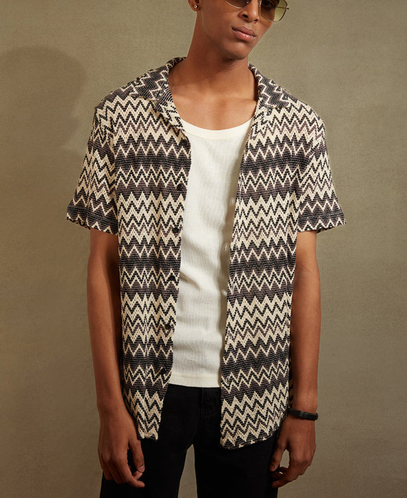 Multicolor Structured Half Sleeves Shirt