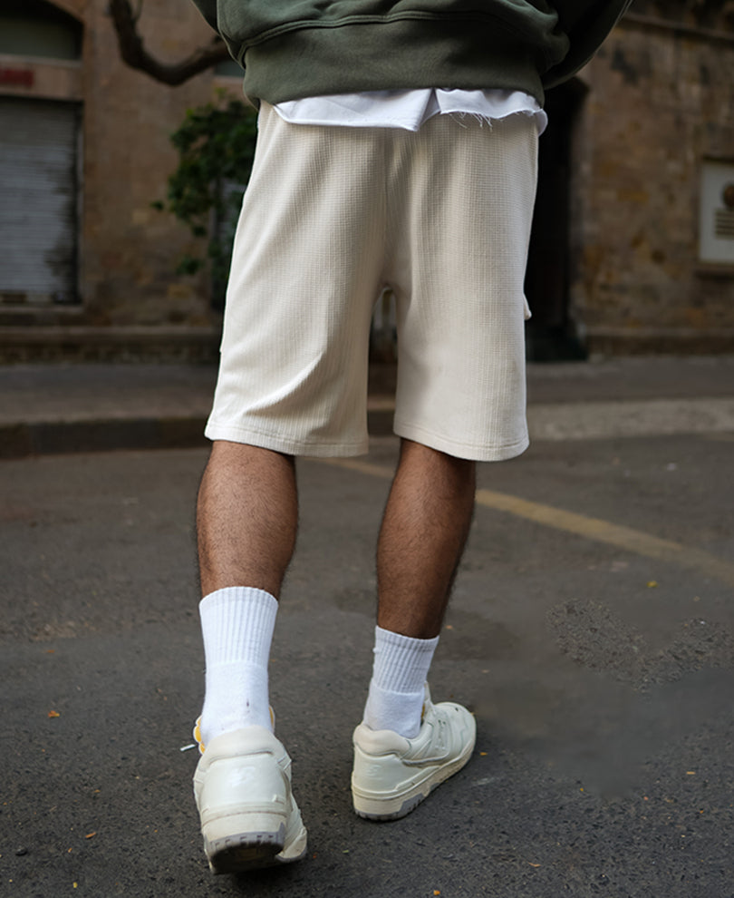 Cream Cargo Pocket Shorts