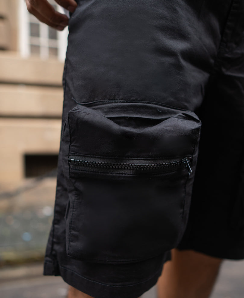 Black Baggy Fit With Pockets Shorts