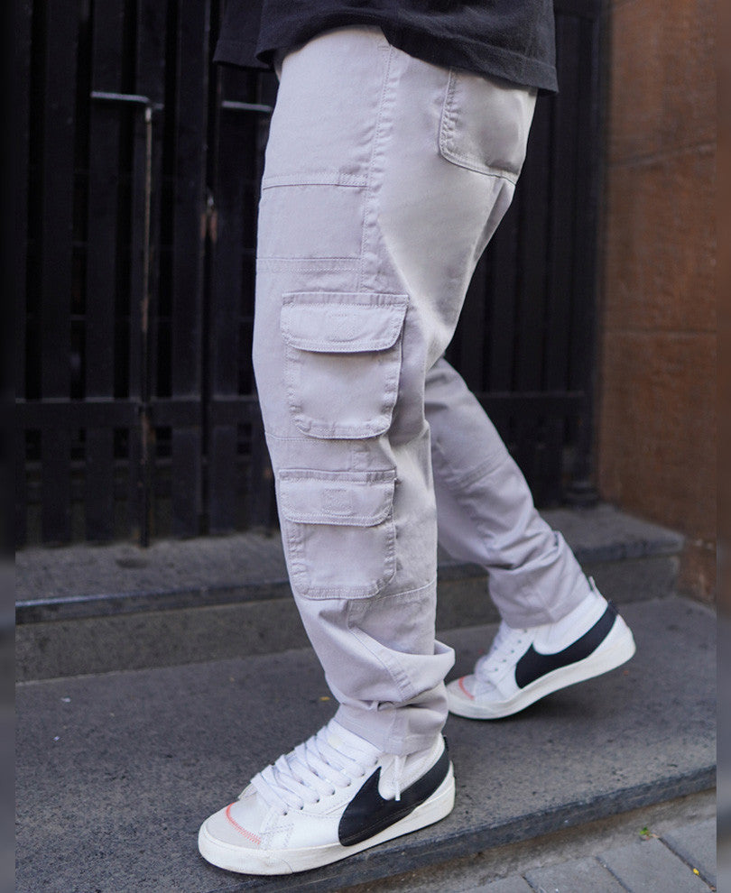 Light Grey Relaxed Fit Side Pocket Cargo Pant