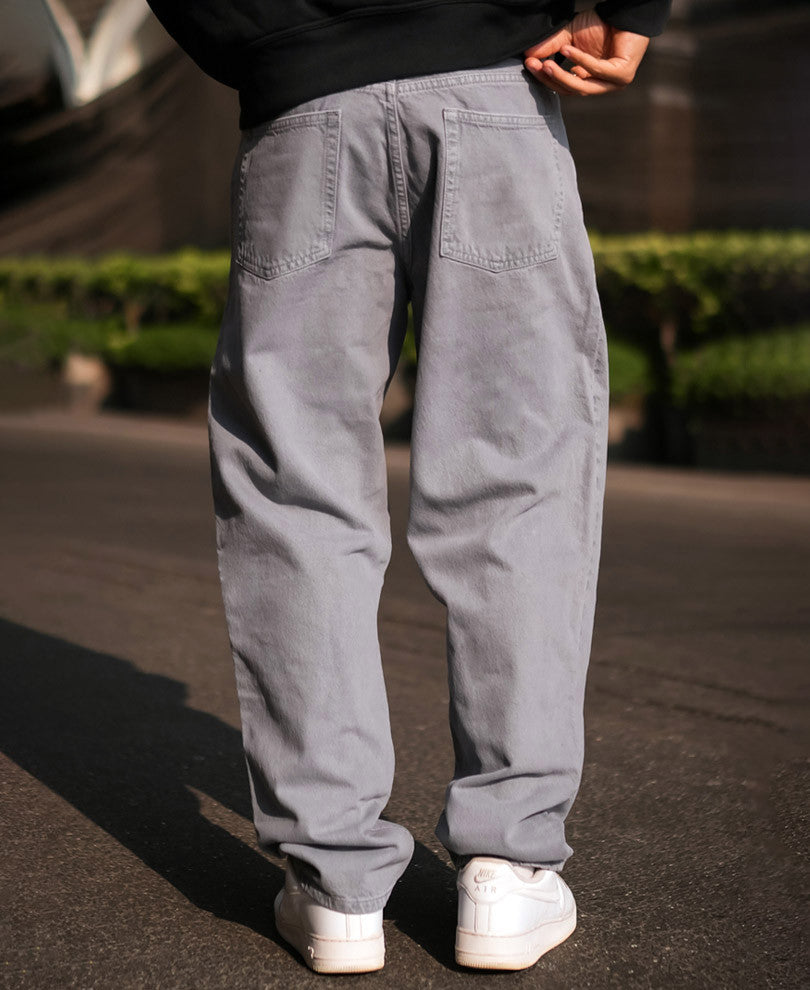Light Grey Denim Solid Baggy Fit Jeans