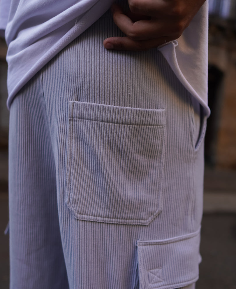 Sky Grey Cargo Pocket Baggy Fit Track Pant