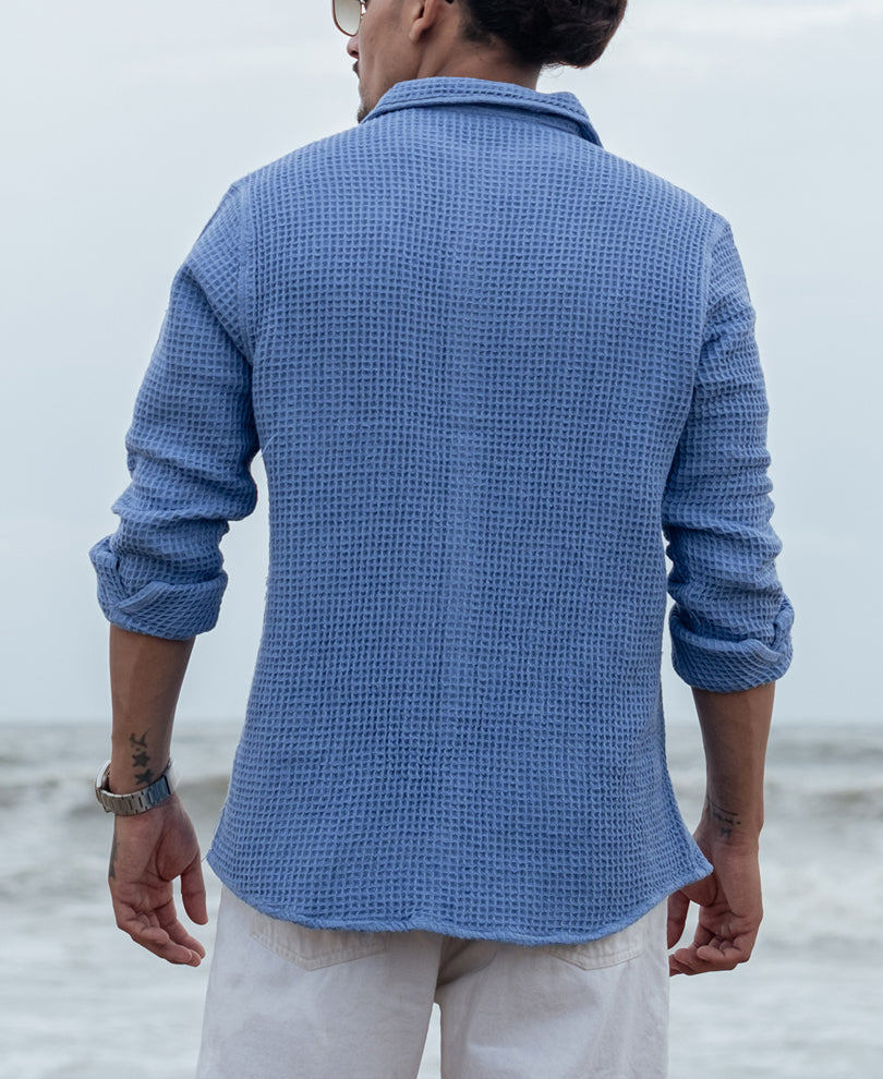 Sky Blue Structured Regular fit Full Sleeves Shirt