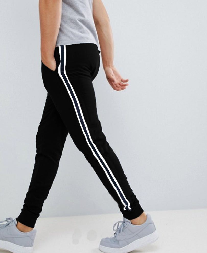 Black Stripes Ribbed Track Pant