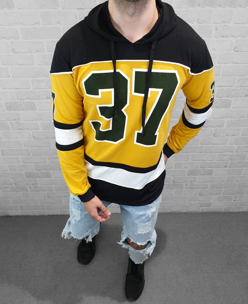 37 No Yellow  Full Sleeves Hood T Shirt