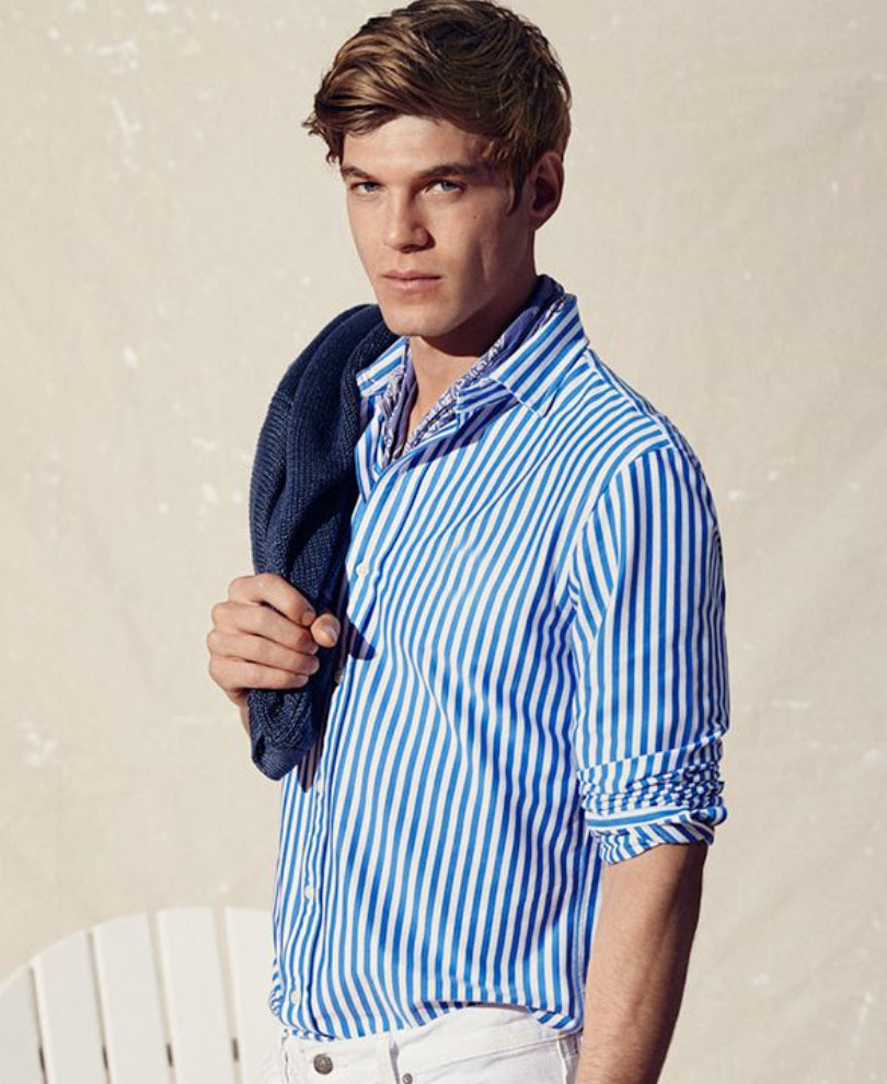 Blue Vertical Stripes Shirt