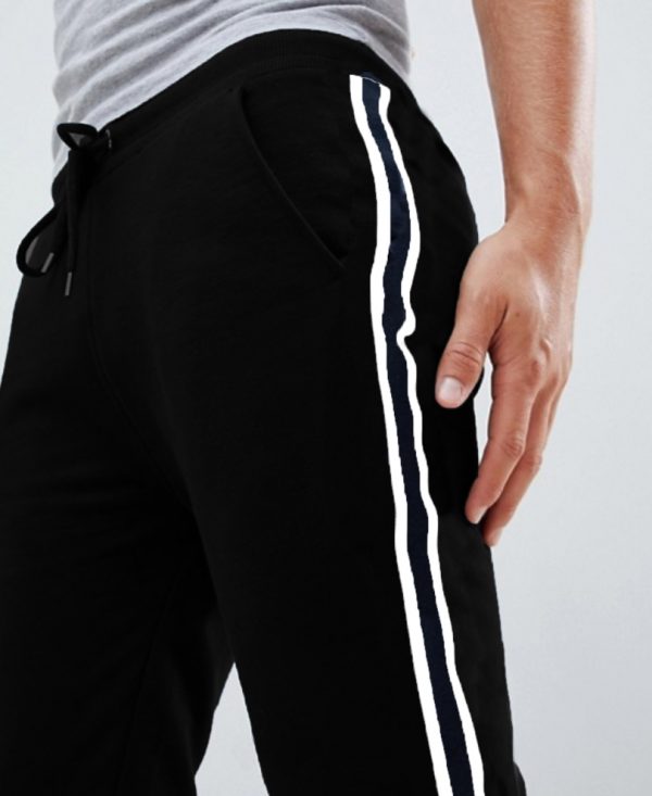 Black Stripes Ribbed Track Pant
