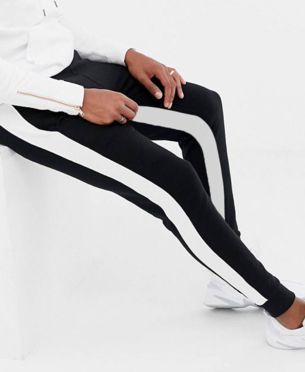 Urban Black Stripes Ribbed Track Pant