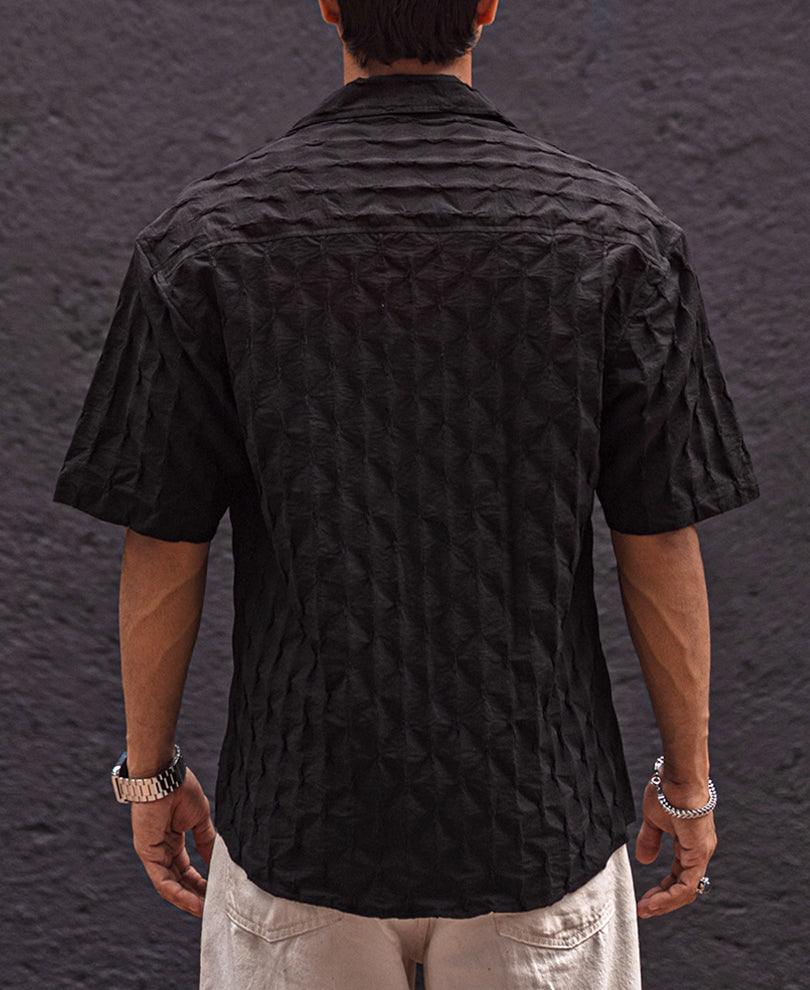 Black Oversized fit Structured Half Sleeves Shirt