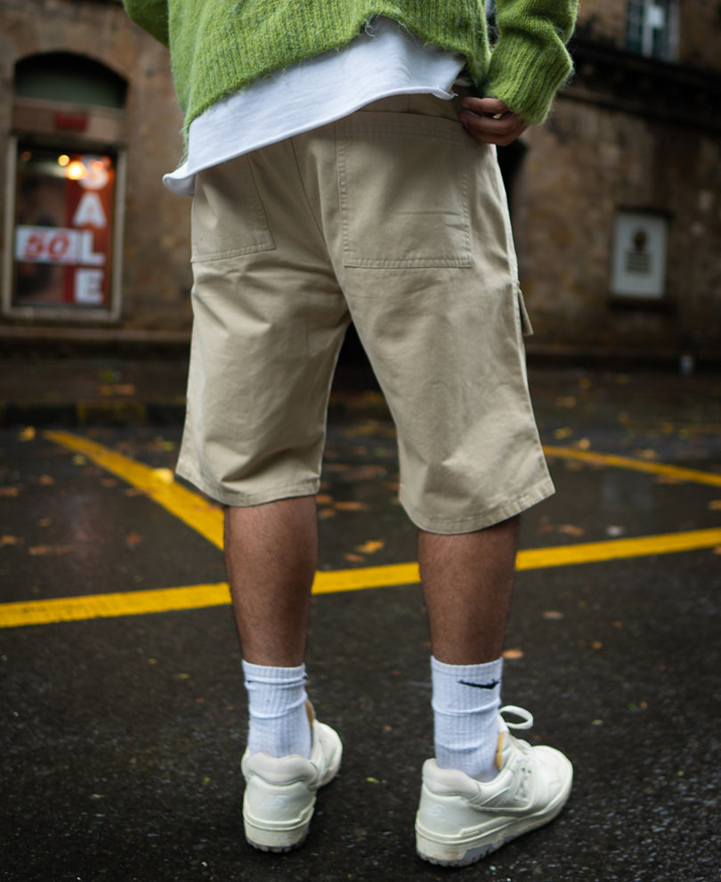 Cream Baggy Cotton Shorts