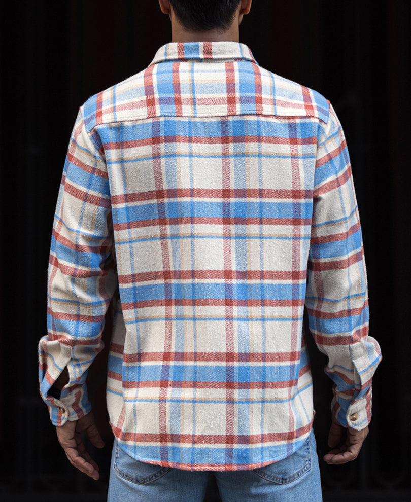 Multicolour Checked Regular Fit Shirt with Double Flap Pockets