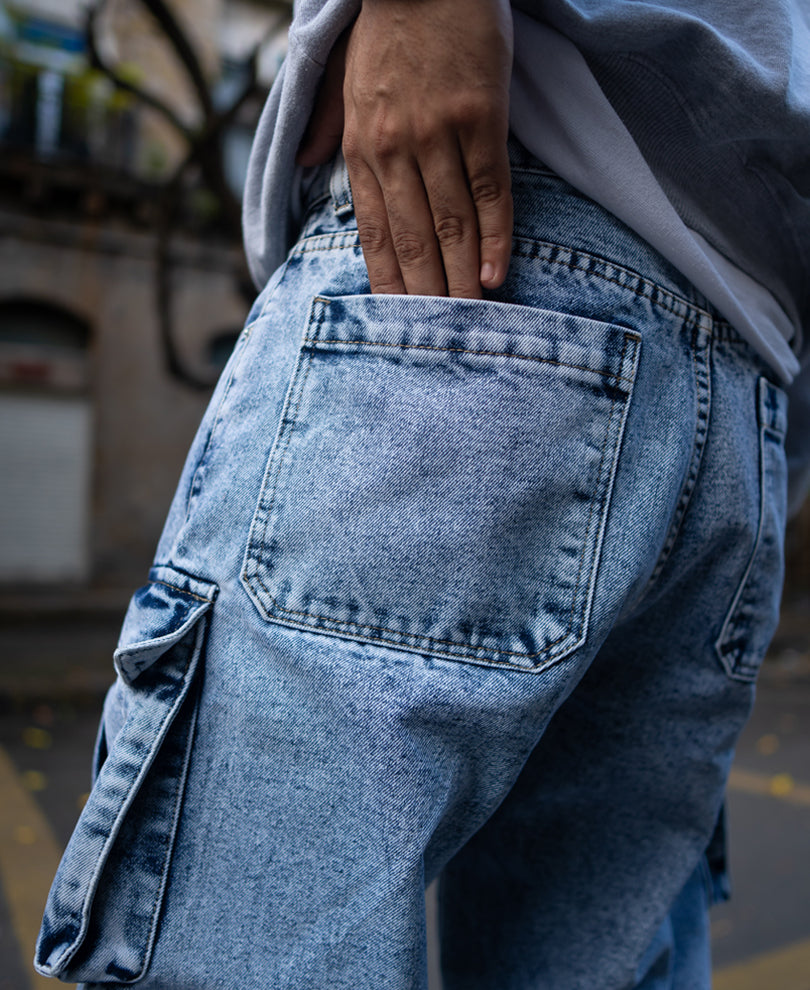 Dusty Blue Baggy Fit Denim Jeans