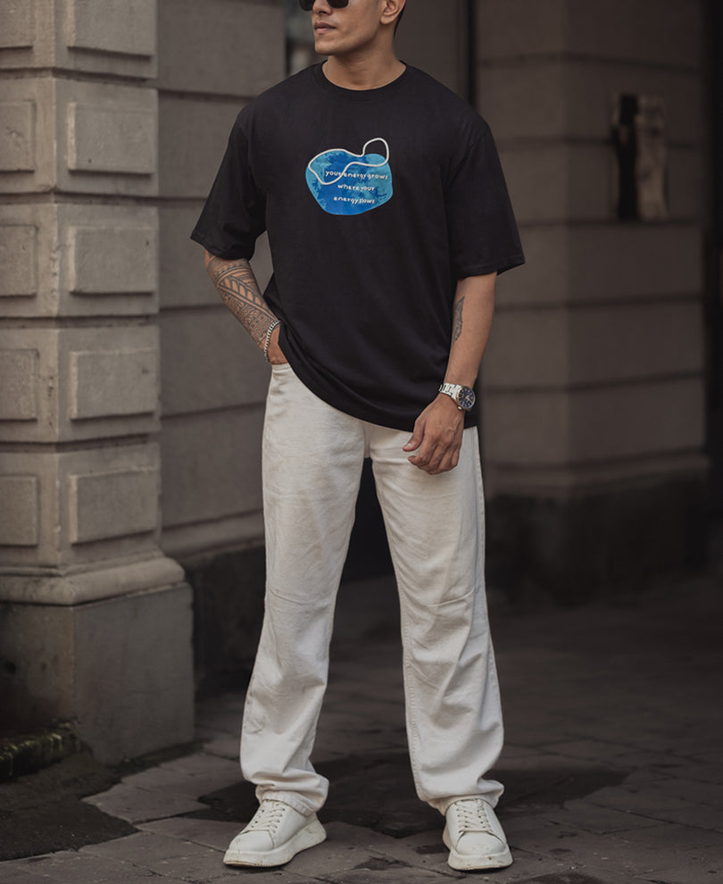 Black Printed Oversized T-Shirt