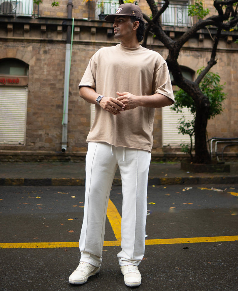 White Baggy Fit Track Pant