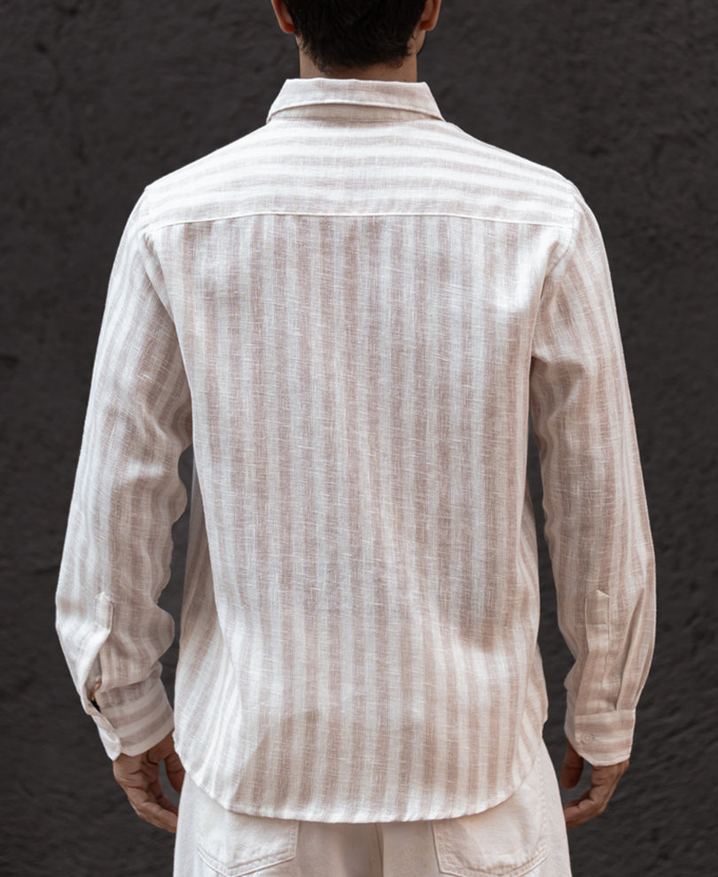 Beige Regular Fit Full Sleeves Shirt