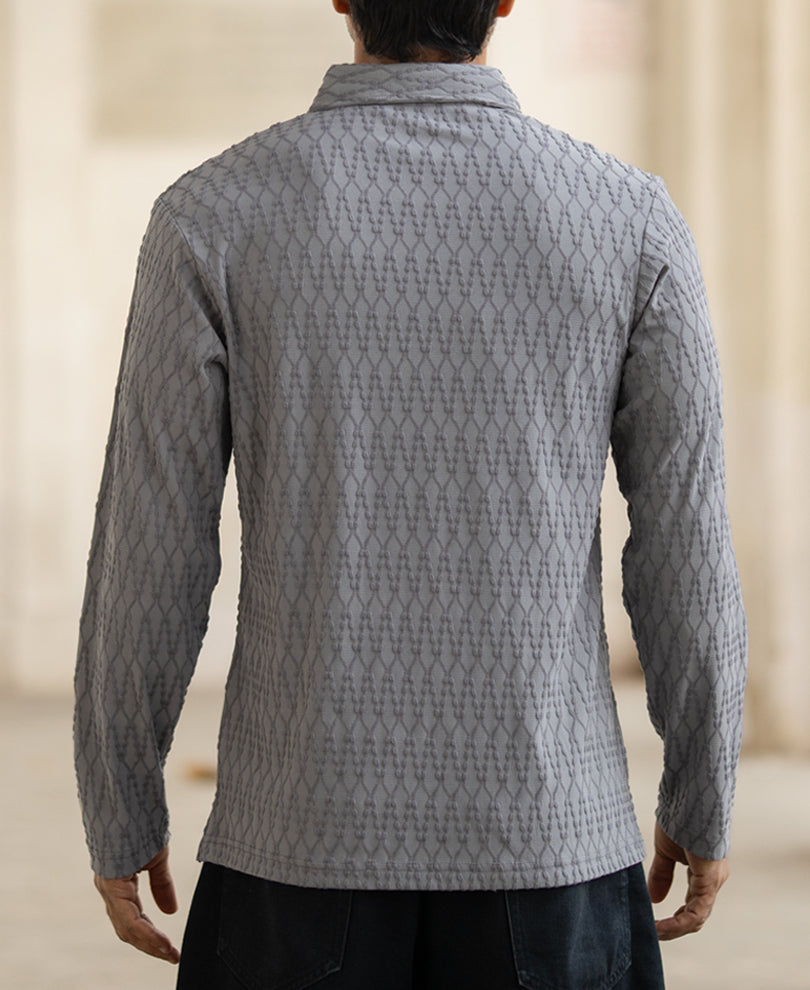 Grey Structured Regular Fit T-Shirt