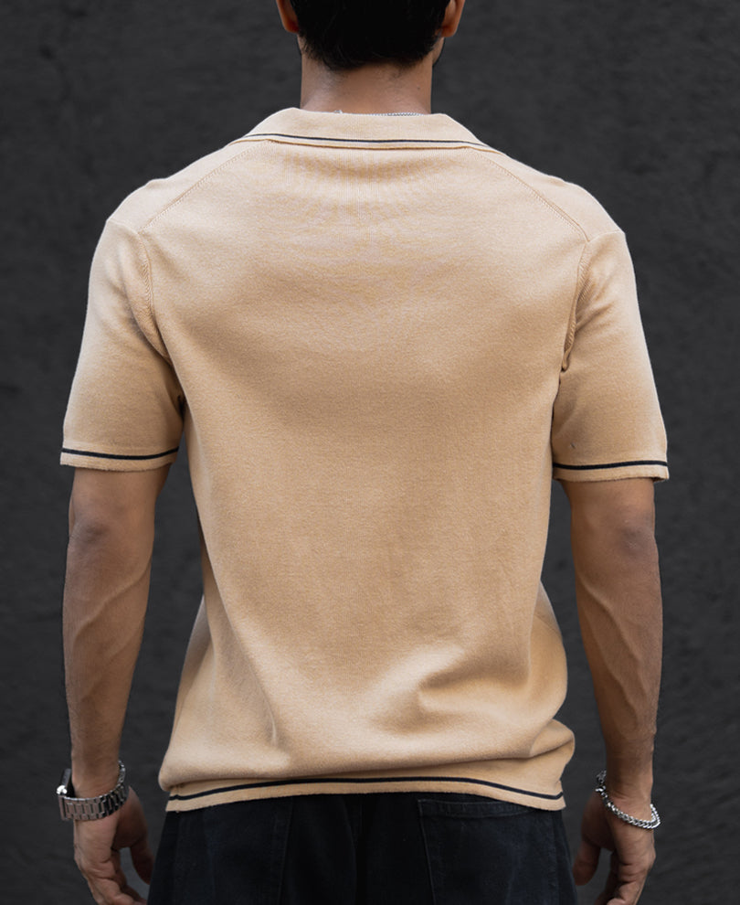 Beige Regular Fit Half Sleeves Shirt