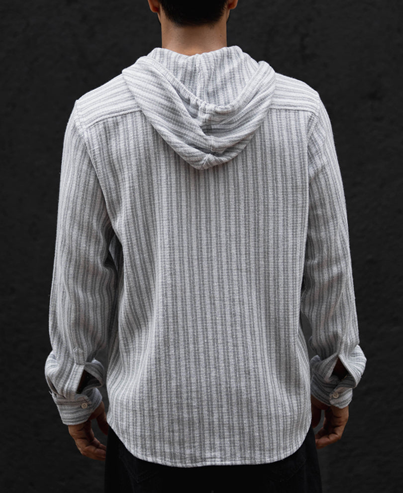 Grey Regular Fit Full Sleeves Hoodie Shirt