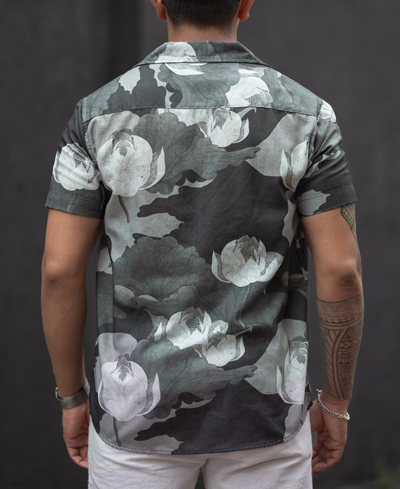 Multi Colour Flower Printed Half Sleeves Shirt
