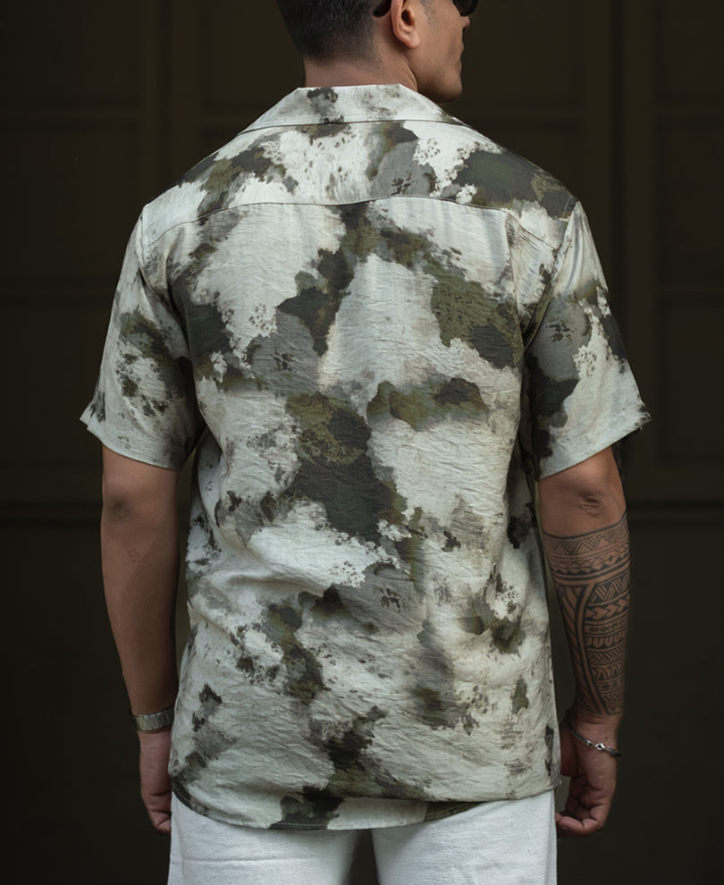 Olive Regular Fit Half Sleeves Shirt