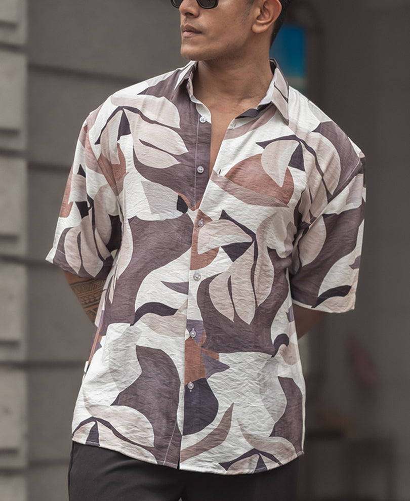 Multi Colour Abstract Print Oversized Half Sleeves Shirt