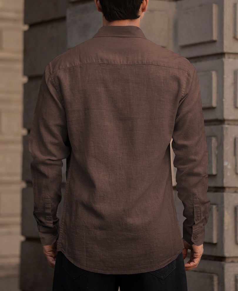 Brown Linen Blend Shirt