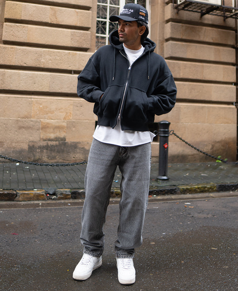 Light Carbon Black Baggy Fit Denim Jeans