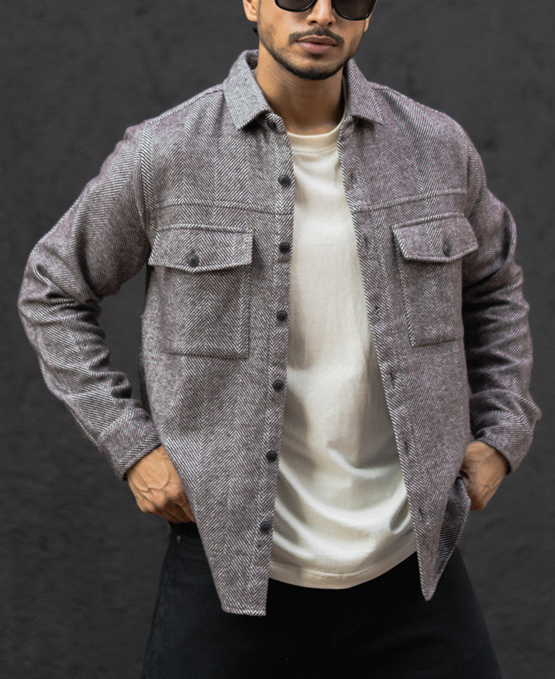 Dark Brown Regular Fit Structured Full Sleeves Shirt