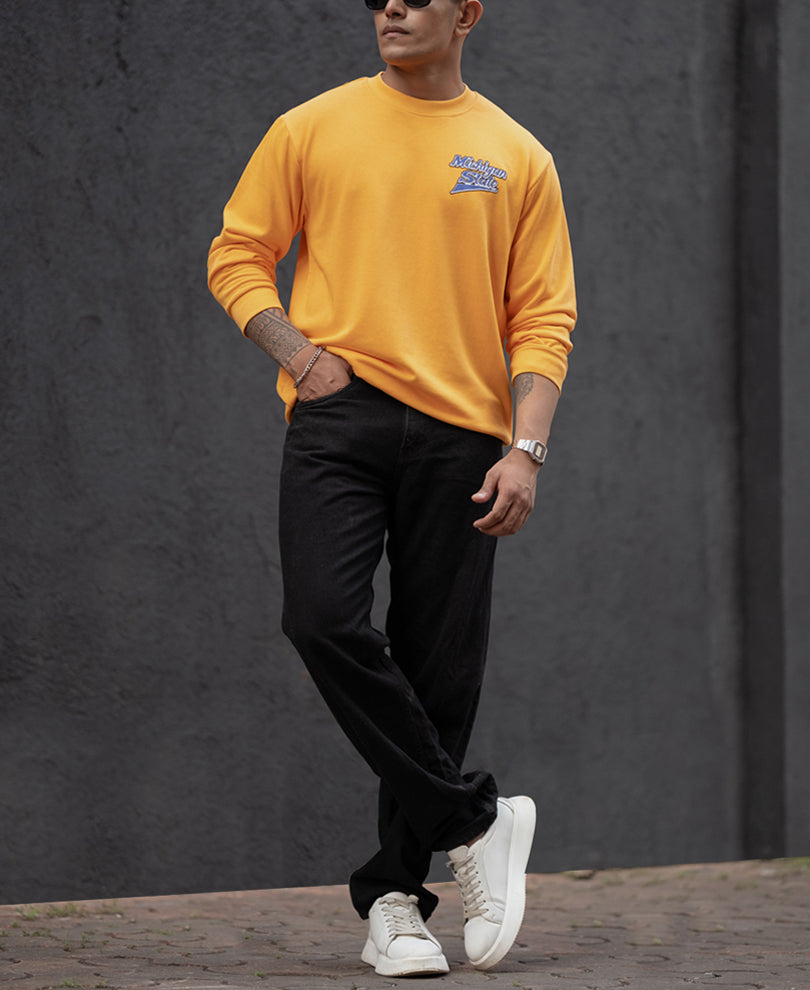 Mustard 98 Printed Regular Fit Full Sleeves T-Shirt