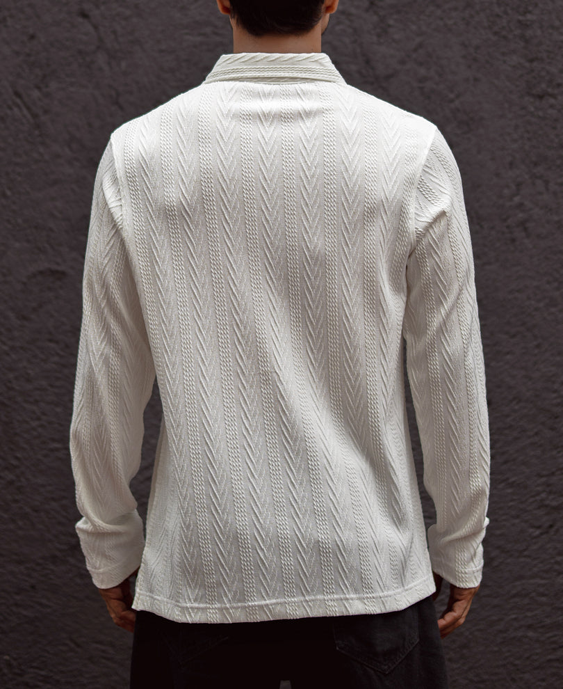 White Structured Regular Fit T-Shirt
