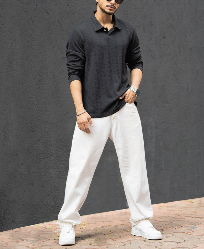 Black Structured Regular Fit T-Shirt