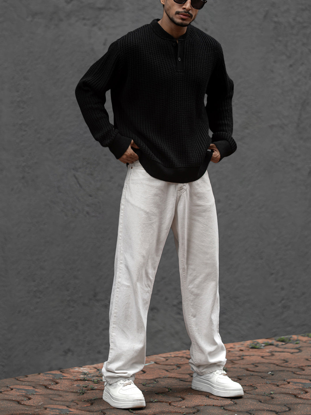Black Regular Fit Full Sleeves T-Shirt