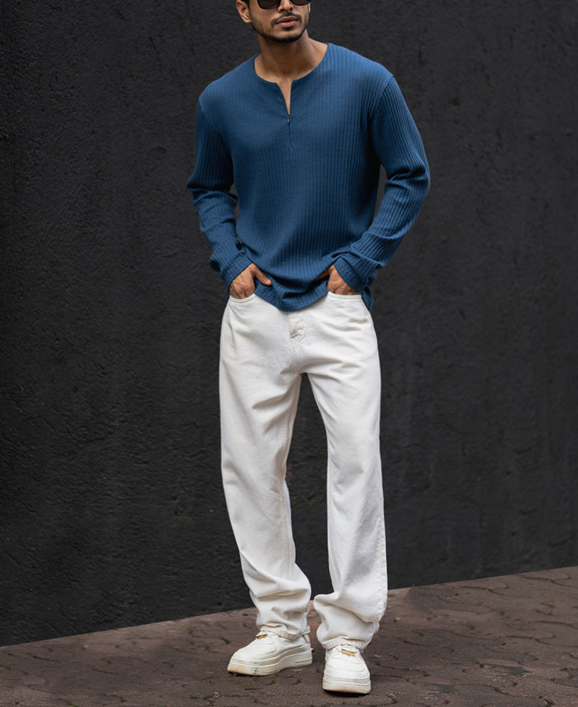 Royal Blue Full Sleeves Regular Fit T-Shirt