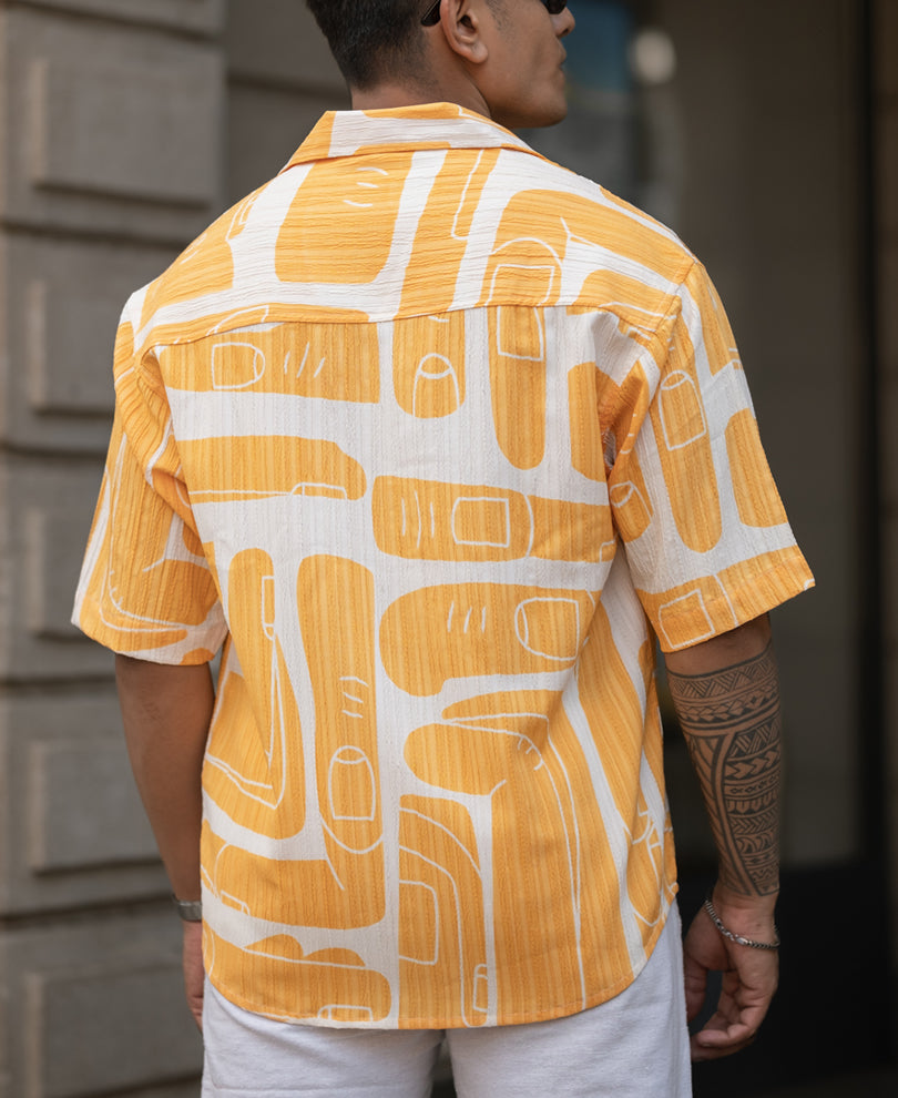 Mustard Oversized Half Sleeves Shirt