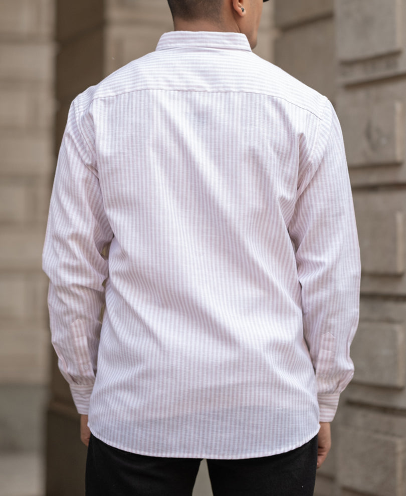 Dusty Pink Striped Shirt.